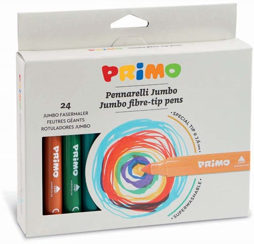 Primo feutres jumbo - 24 couleurs lavables en boîte solide