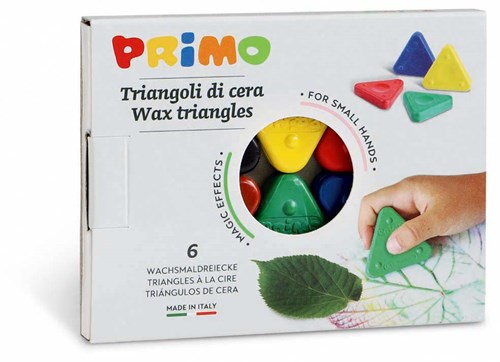 Primo crayons de cire triangulaires - 6 couleurs en boîte - jouet créatif