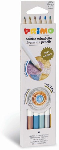 Primo crayons de couleur Minabella Metal 6 pièces bois FSC en boîte