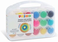 Primo peinture gouache set - 18 couleurs métalliques et fluo en valise