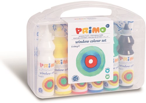Primo set de peinture pour vitres - 6 flacons pour enfants - accessoires créatifs