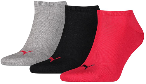 Puma chaussettes invisibles sneaker 3-pack - noir rouge gris - taille 47-49