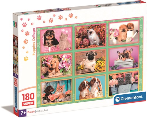 Clementoni puzzle chiots collage - 180 pièces - puzzle animaux enfants-2