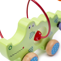 BigJigs jouet crocodile à pousser en bois avec cadre à perles-2