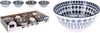 Excellent Houseware bol en porcelaine bleu-blanc Ø15,5xH7cm vaisselle