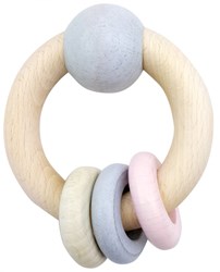 Hess hochet bébé bois rose naturel - jouet éducatif