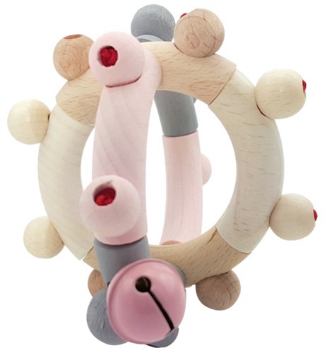 Hess hochet boule en bois rose naturel jouet bébé