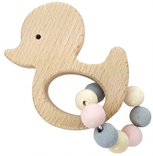 Hess hochet en bois canard rose jouet bébé durable
