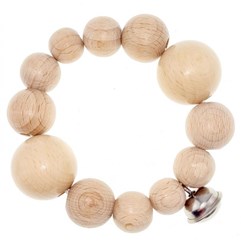 Hess hochet bébé en bois jouet avec clochette naturel