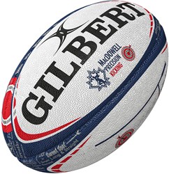 Gilbert ballon de rugby MacDowell Kicking taille 5 bleu rouge