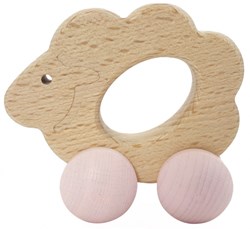 Hess jouet en bois Rolli mouton naturel rose éducatif
