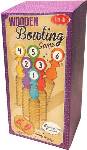 Retr-Oh Jeu de quilles en bois pour enfants / jeu de quilles - 6 quilles & 2 balles