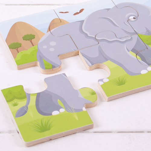 BigJigs puzzle animaux safari - jouet en bois set de puzzles 3x6 pièces-3