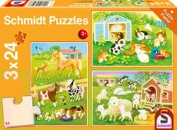 Schmidt 3 Puzzles - Niedliche Haustiere - 24 Teile
