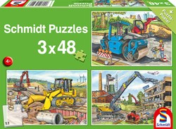 Schmidt 3 Puzzles - Meine Liebsten Baustellenfahrzeuge - 48 Teile