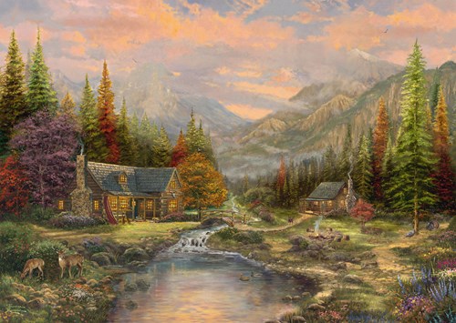 Schmidt Spiele Holzpuzzle - Bergkulisse mit Bach - 1000 Teile