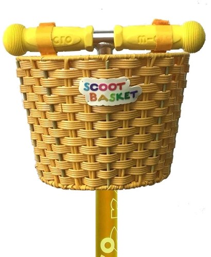 Micro panier trottinette jaune - panier de guidon tressé à la main étanche-2