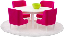 Lundby salle à manger maison de poupée - rose/blanc - accessoires maison de poupée