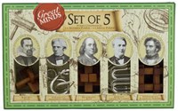 Asmodee coffret de puzzles - Great Minds 5 casse-têtes bois et métal