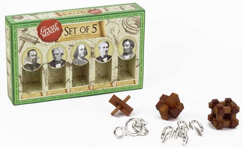 Asmodee coffret de puzzles - Great Minds 5 casse-têtes bois et métal-2