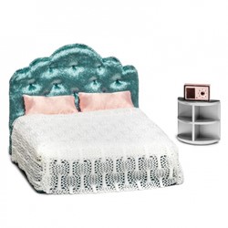 Lundby Set - Slaapkamer (groen/roze)