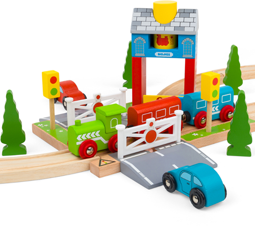 BigJigs maison de signalisation en bois pour train - set de 3 pièces-3