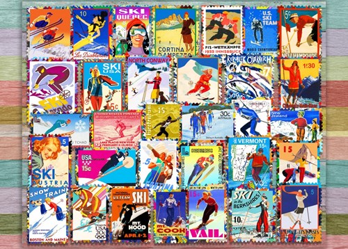Grafika Ski Stamp Posters - 500 Teile