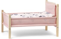 Skrallan lit de poupée jouet en bois rose pour poupées bébé 53 cm-2