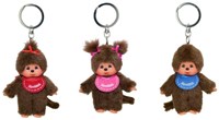 Monchhichi porte-clés en peluche - brun - 10 cm - assorti - Sekiguchi