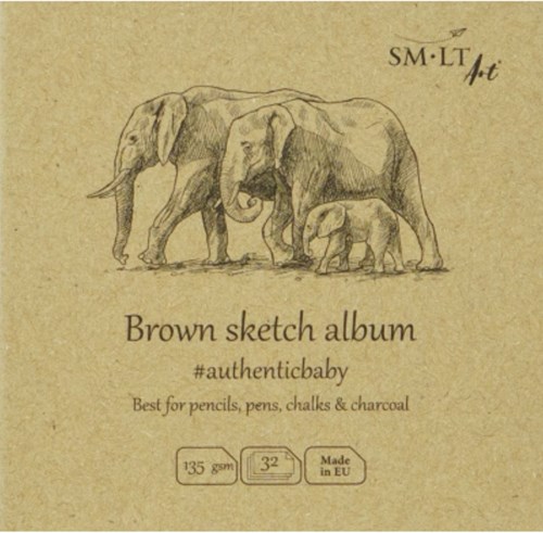 SMLT carnet de croquis bébé carré papier brun 9 cm FSC 32 feuilles