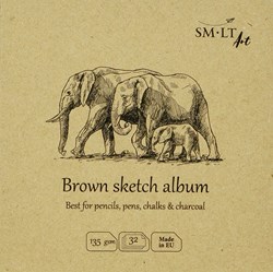 SMLT carnet de croquis carré 14 cm brun 135g 32 feuilles papier écologique