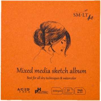 SMLT carnet de croquis mixed media carré 14 cm 200g 32 feuilles FSC