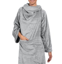 Plaid polaire avec manches gris 135x172cm avec poche de rangement