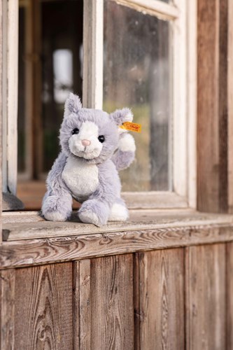 Steiff peluche Cassie chat bleu clair - 26 cm jouet doux câlin-3