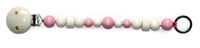 Hess attache-sucette bébé rose-crème bois chaîne tétine