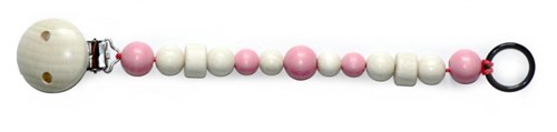 Hess attache-sucette bébé rose-crème bois chaîne tétine