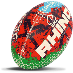 Rhino Graffiti Rugby Ball Rouge/Bleu/Vert - Taille 5