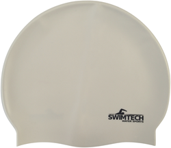 SwimTech bonnet de bain en silicone blanc - bonnet de natation confortable adulte