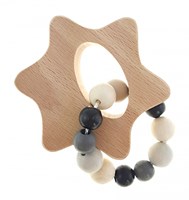 Hess hochet en bois étoile noir naturel - jouet bébé