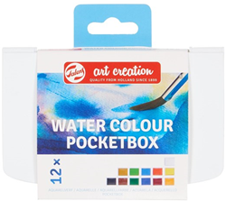 Coffret aquarelle set de poche 12 couleurs avec pinceau pour adultes