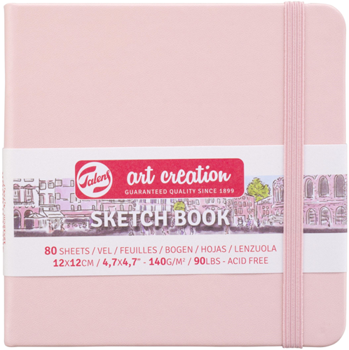 Talens carnet de croquis rose pastel 12x12 cm rigide 140g 80 feuilles