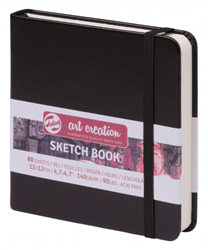 Talens carnet de croquis noir 12x12 cm 140g 80 feuilles Art Creation
