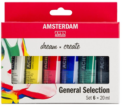 Bruynzeel set de peinture acrylique Amsterdam Standard 6 couleurs 20 ml peinture