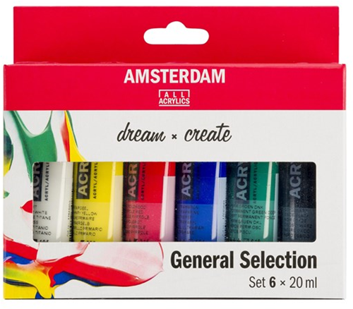 Bruynzeel set de peinture acrylique Amsterdam Standard 6 couleurs 20 ml peinture