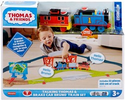 Coffret train Mattel Talking Thomas & Brake Car Bruno avec sons et accessoires