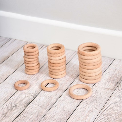 TickiT anneaux en bois jouet éducatif 56 mm - lot de 10-2