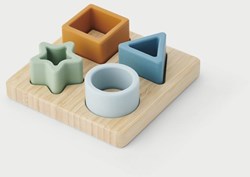 TickiT puzzle de formes en silicone jouet éducatif - couleurs neutres