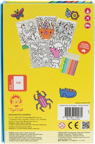 Tiger Tribe kleurboek Kleuren Op Nummer incl. stiften - Regenboog Tuin