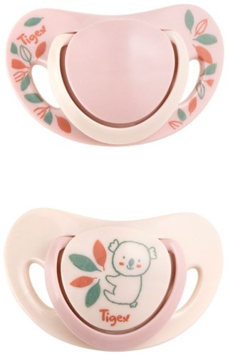 Tigex sucettes silicone Smart Planet 2 pièces 6-18 mois rose