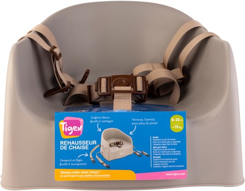 Tigex rehausseur chaise bébé taupe 6-36 mois sûr et compact-2
